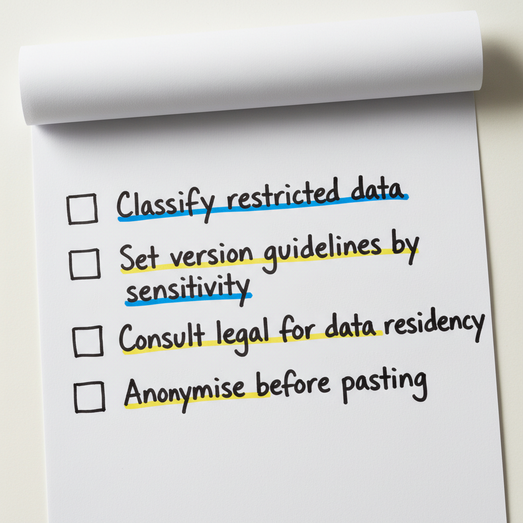 Hand-drawn checklist infographic for data privacy steps when adopting ChatGPT in Malaysian enterprises