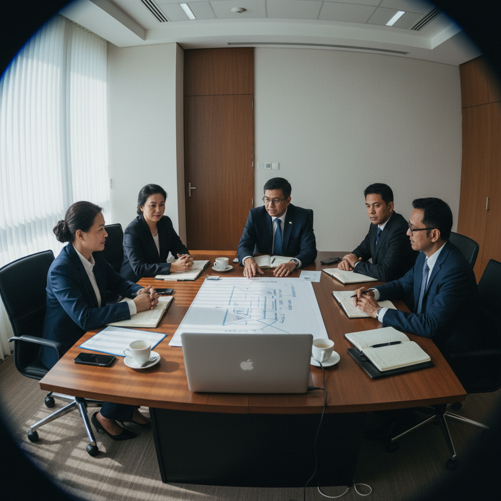 Malaysian senior leaders reviewing an AI adoption roadmap in a corporate boardroom