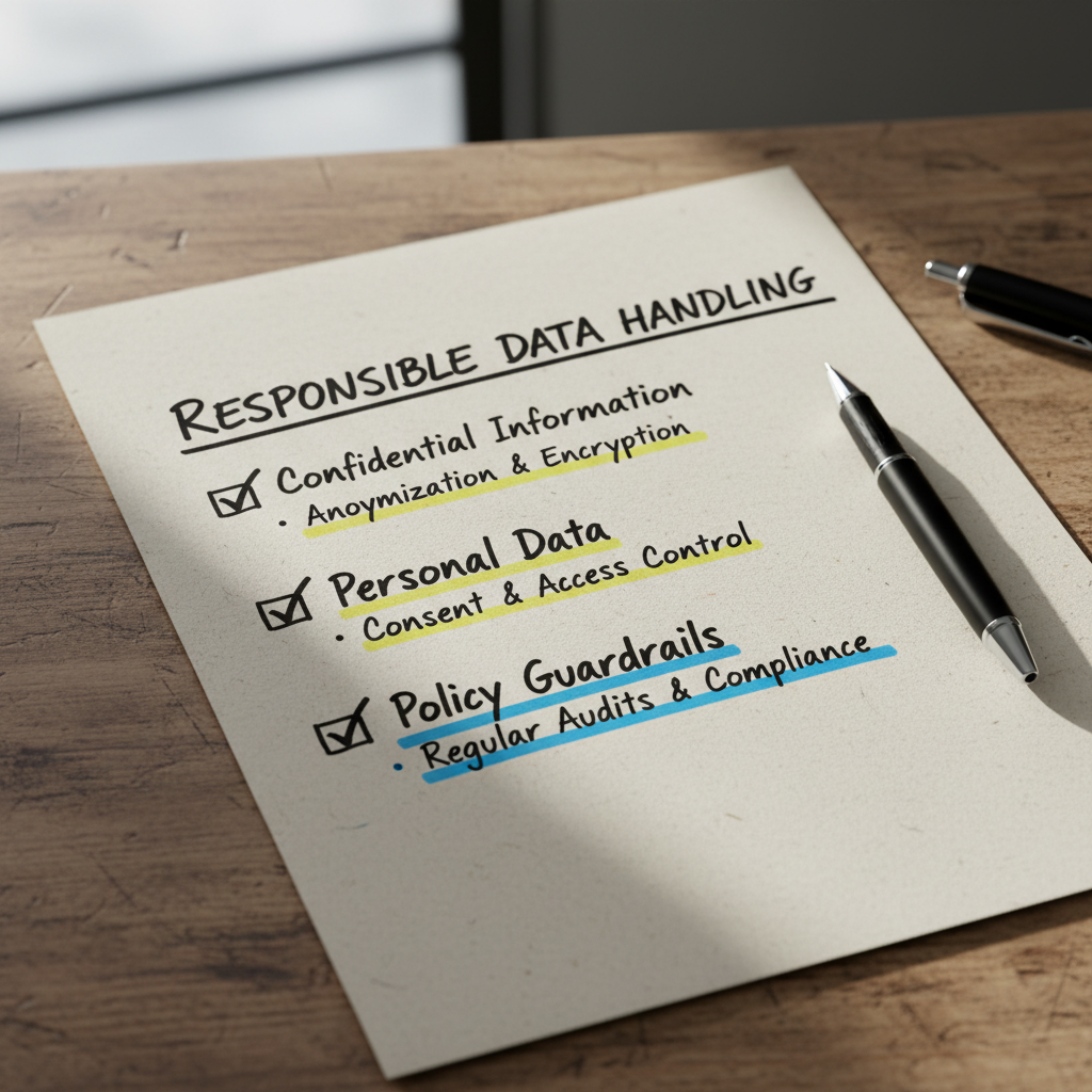 Hand-drawn responsible AI checklist about protecting confidential information and personal data under PDPA